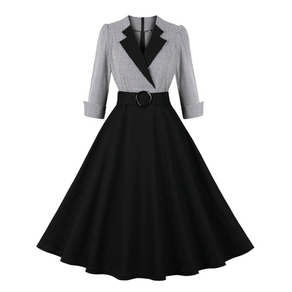 Vestido elegante retro de algodón para mujer