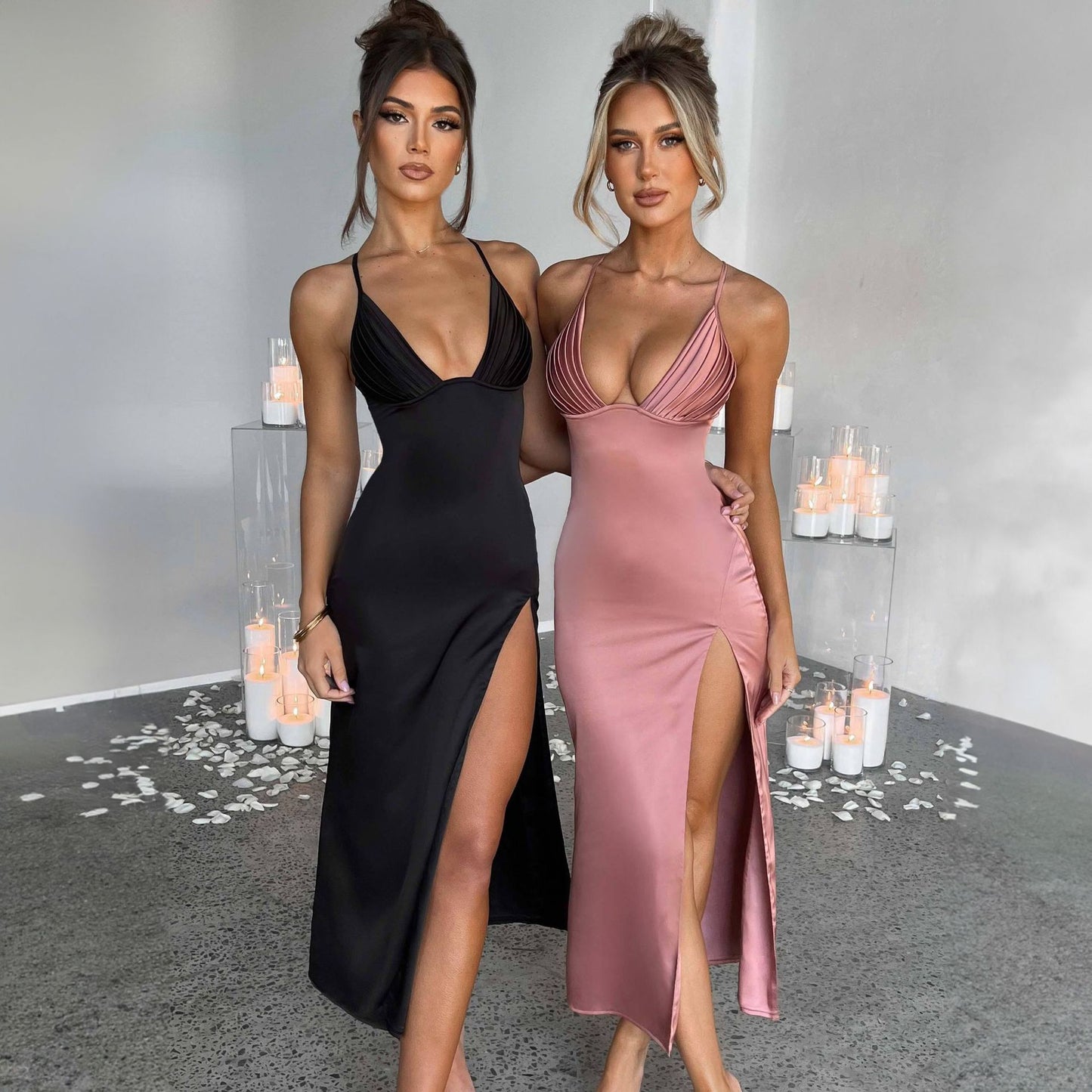 Vestido elegante ajustado con escote en V