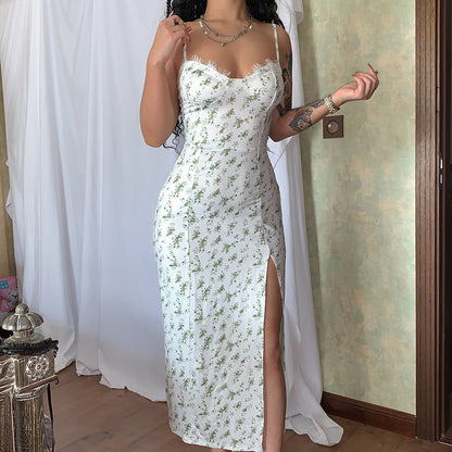 Vestido largo con estampados floreados