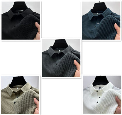 Camisa de manga corta de seda polo para hombres