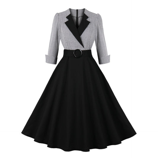 Vestido elegante retro de algodón para mujer