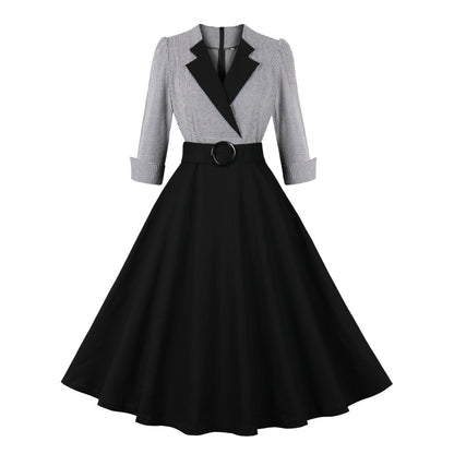 Vestido elegante retro de algodón para mujer
