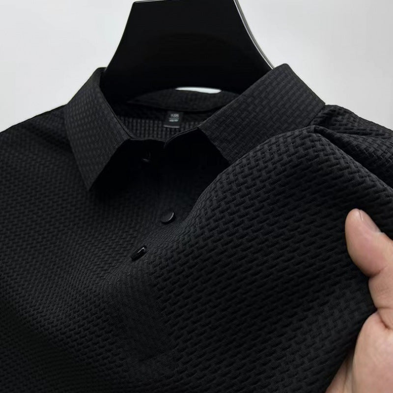Camisa de manga corta de seda polo para hombres