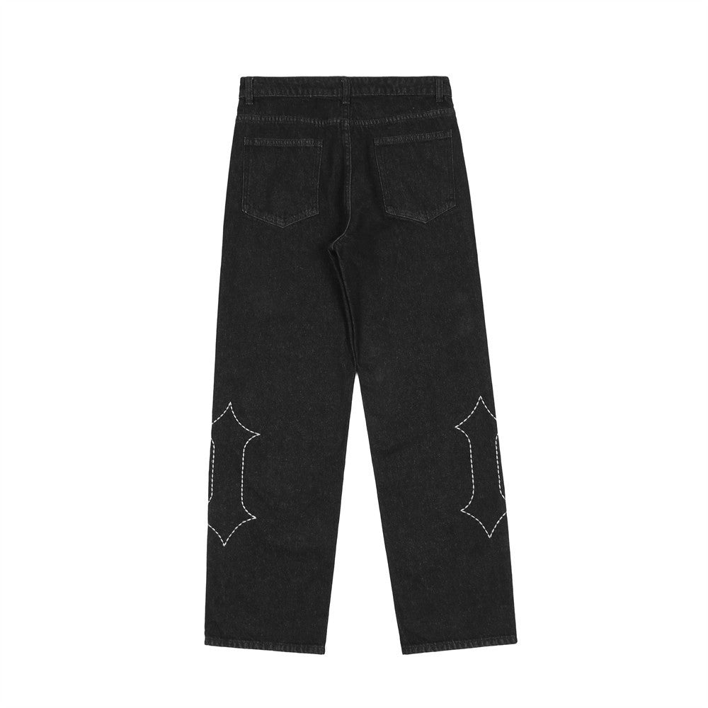 Jeans con letras bordadas estilo europeo