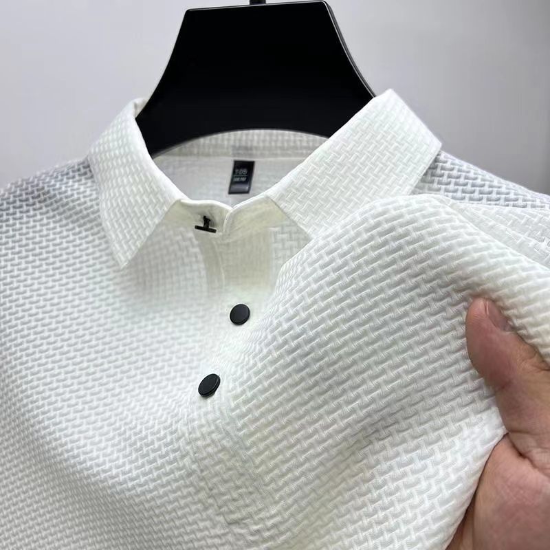 Camisa de manga corta de seda polo para hombres