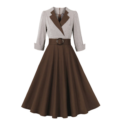 Vestido elegante retro de algodón para mujer