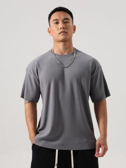 Camiseta casual holgada de rayas para hombre