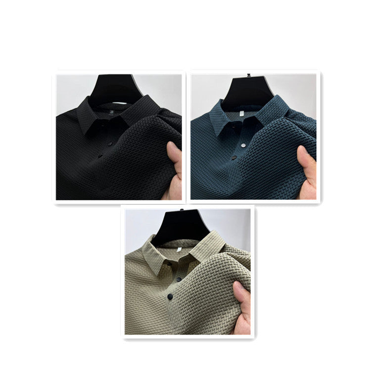 Camisa de manga corta de seda polo para hombres