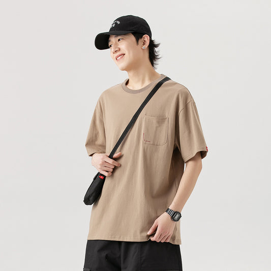 Camiseta de manga corta estilo japonés retro de montaña de moda nacional