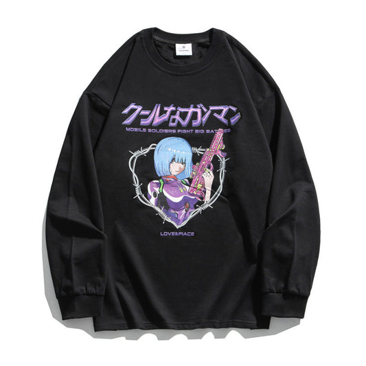 Camiseta manga larga estampado anime hombre y mujer