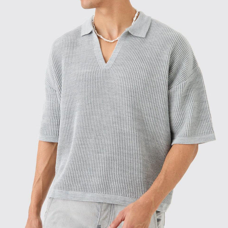 Camisa de manga corta para hombre, casual, con cuello tipo polo