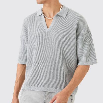 Camisa de manga corta para hombre, casual, con cuello tipo polo