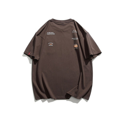 Camiseta de manga corta estilo japonés retro de montaña de moda nacional