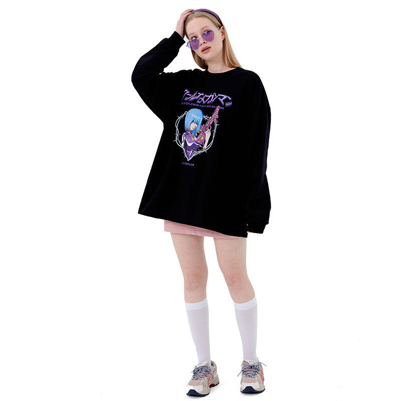 Camiseta manga larga estampado anime hombre y mujer